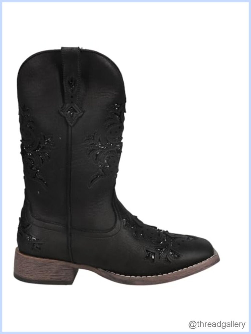 Faux Leather Mid-Calf Equestrian Pull On Boots Square Toe